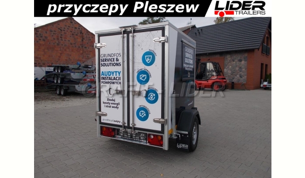 LT-071 przyczepa specjalistyczna 150x120x150cm, kontener, furgon do przewozu szafy sterowniczej, DMC 750kg